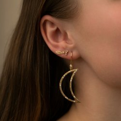 Stine A - Big Bella Moon With Stones Earring Gold