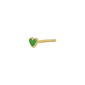 Stine A - Petit Love Heart Grass Green Enamel Gold