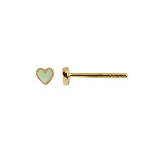 Stine A - Petit Love Heart Mint Green Enamel Gold