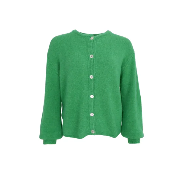 Black Colour - Bella Knit Cardigan - Green S/M