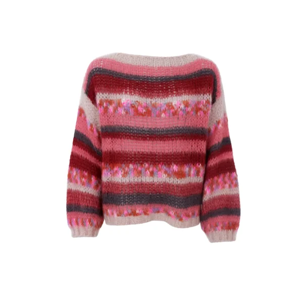 Black Colour - BCFONTANA multi striped jumper - Berry