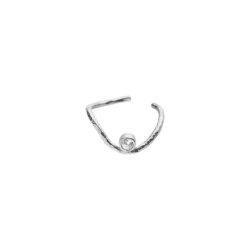 Stine A - Wavy Ear Cuff Silver With Stone