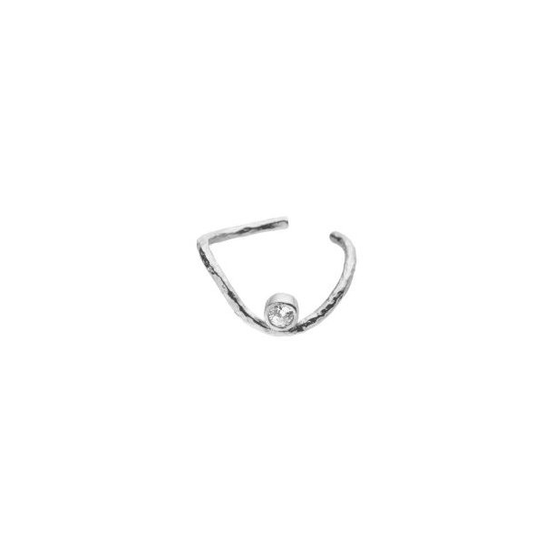 Stine A - Wavy Ear Cuff Silver With Stone