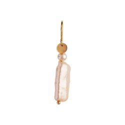Stine A - Long Baroque Pearl Earring Peach Sorbet Gold