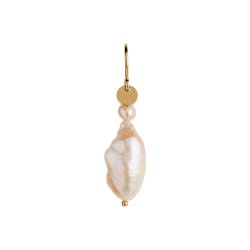 Stine A - Long Baroque Pearl Earring Peach Sorbet Gold