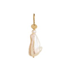 Stine A - Long Baroque Pearl Earring Peach Sorbet Gold