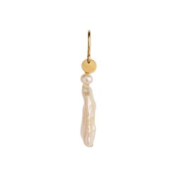 Stine A - Long Baroque Pearl Earring Peach Sorbet Gold