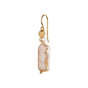 Stine A - Long Baroque Pearl Earring Peach Sorbet Gold