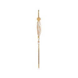 Stine A - Long Baroque Pearl With Chain Earring Peach Sorbet Gold