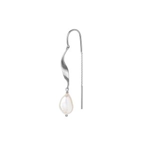 Stine A - Long Twisted Earring With Baroque Pearl 