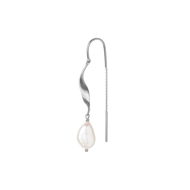 Stine A - Long Twisted Earring With Baroque Pearl 
