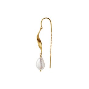 Stine A - Long Twisted Earring With Baroque Pearl 