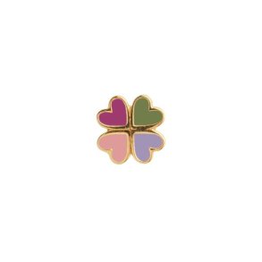 Stine A - Love Heart Clover rering, Pink Fuschia