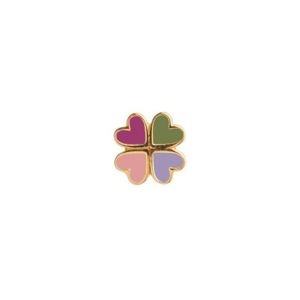 Stine A - Love Heart Clover rering, Pink Fuschia