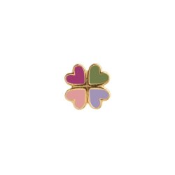 Stine A - Love Heart Clover Enamel Earring, Pink Fuschia