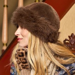 Black Colour - Kajsa Fluffy Hat, Coffee
