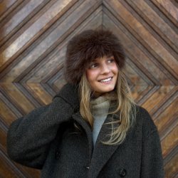 Black Colour - Kajsa Fluffy Hat, Coffee
