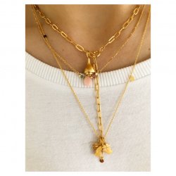 Stine A - Pendant Chain With Petit Coin And Black Spinel Necklace