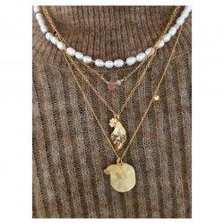 Stine A - Pendant Chain With Petit Coin And Black Spinel Necklace