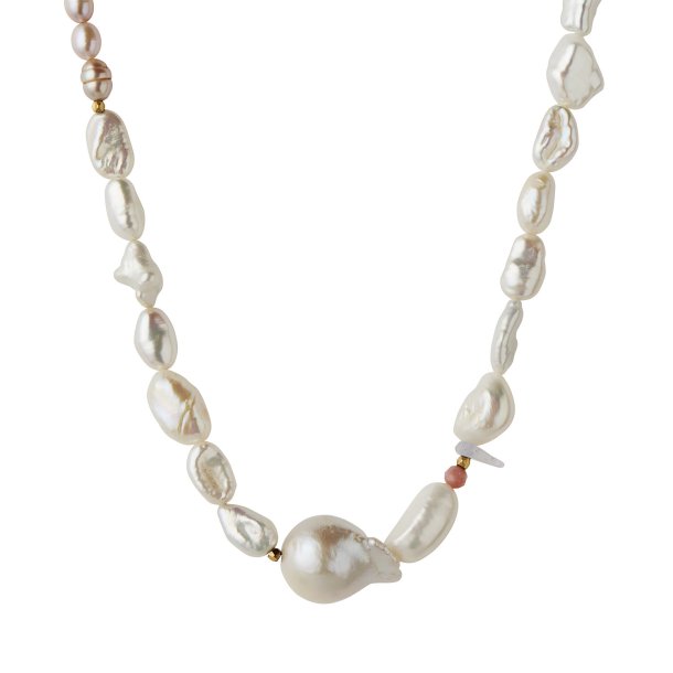 Stine A - Chunky Glamour Pearl Necklace - White &amp; Rose