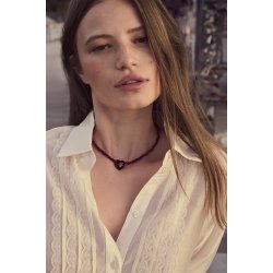 Maanesten - Maroon Heart Halsk�de, Forgyldt