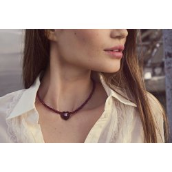 Maanesten - Maroon Heart Halsk�de, Forgyldt