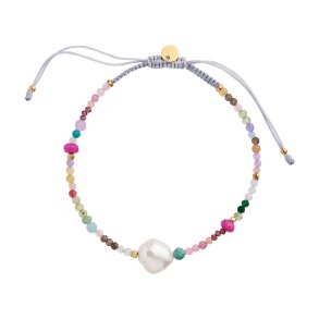Stine A - Color Crush Bracelet With Multi Mix And Light Grey Ribbon