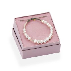 Stine A - Perlie Creme Armb�nd, Blue and Pink Stone