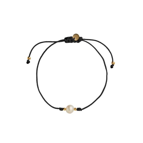 Stine A - Big Pearl Berrie Bracelet - Black Ribbon