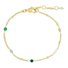 Pure By Nat - Armbnd med perler og natursten, Green Combo