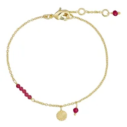 Pure By Nat - Armb�nd med natursten og vedh�ng, Red Pink