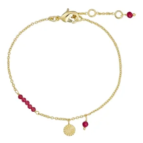 Pure By Nat - Armb�nd med natursten og vedh�ng, Red Pink
