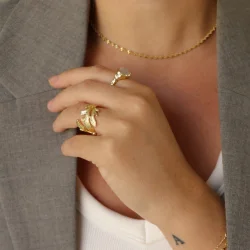 Pure By Nat - Leaf Ring, Forgyldt