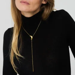 Jane K�nig - Half Moon Tie Halsk�de, Forgyldt