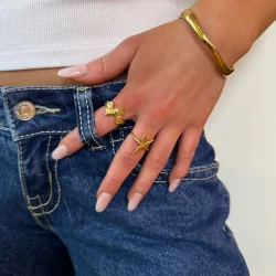 Sistie 2nd - Wavy Ring, Forgyldt