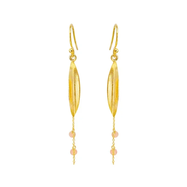 Susanne Friis Bj�rner - �reringe med bukket blad, k�de og peach m�nesten