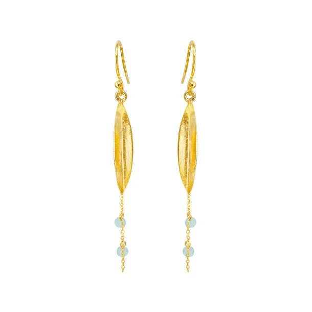 Susanne Friis Bj�rner - �reringe med bukket blad, k�de og amazonit