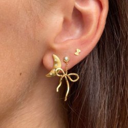 Stine A - Tres Petit Bow Earring - Gold