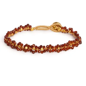 Ibu Jewels - Lulu Stone Flower Armb�nd, Brown Garnet