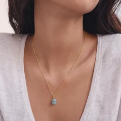 Maanesten - Aquamarine Water Vedh�ng, Forgyldt
