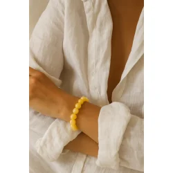 So - Chunky Krystal armbnd, Gul Jade (Velvre)