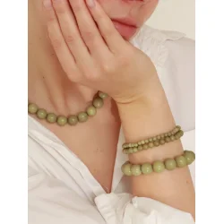 So� - Petite Stretch Armb�nd, Gr�n Alashan Agat (Grounding)