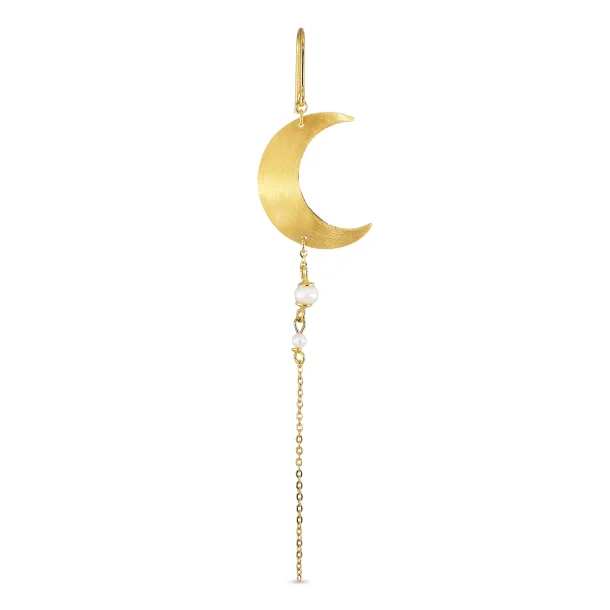 Jane Knig - Half Moon Earrings With Pearl Chain