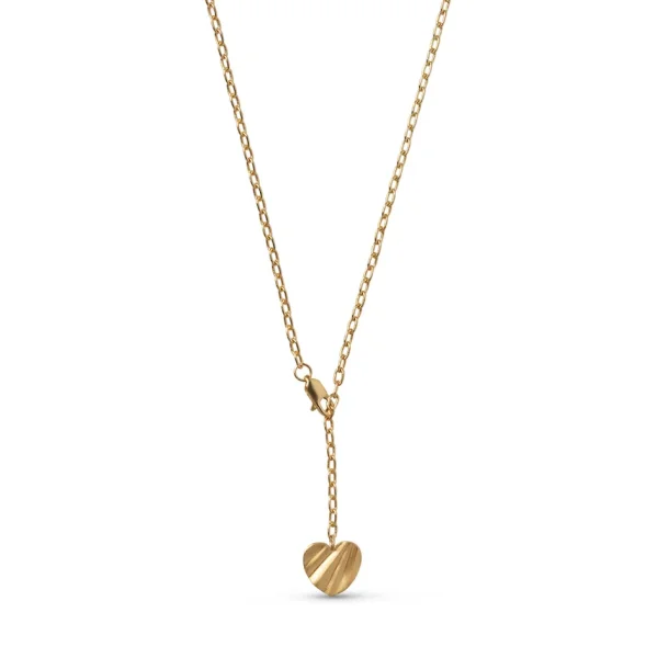 Enamel - Wave Heart Halsk�de, Forgyldt