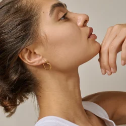 Enamel - Organic Heart Medium Hoops, Slv