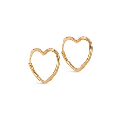 Enamel - Organic Heart Medium Hoops, Forgyldt