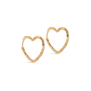 Enamel - Organic Heart Medium Hoops, Forgyldt