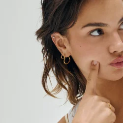 Enamel - Organic Heart Medium Hoops, Slv