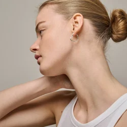 Enamel - Organic Heart Medium Hoops, Slv