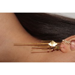 Stine A - Bounce �rering with Chains and Behind Ear Pendant, Forgyldt